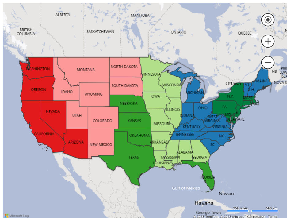 US Shipping Map